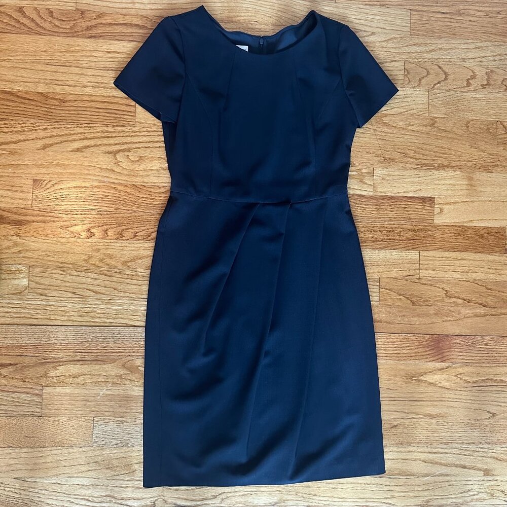 Armani Short Sleeve, Black, Wool, Sheath Midi Dress, size 6
